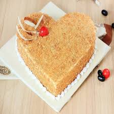 Heart shaped Butterscotch cake with Garnish