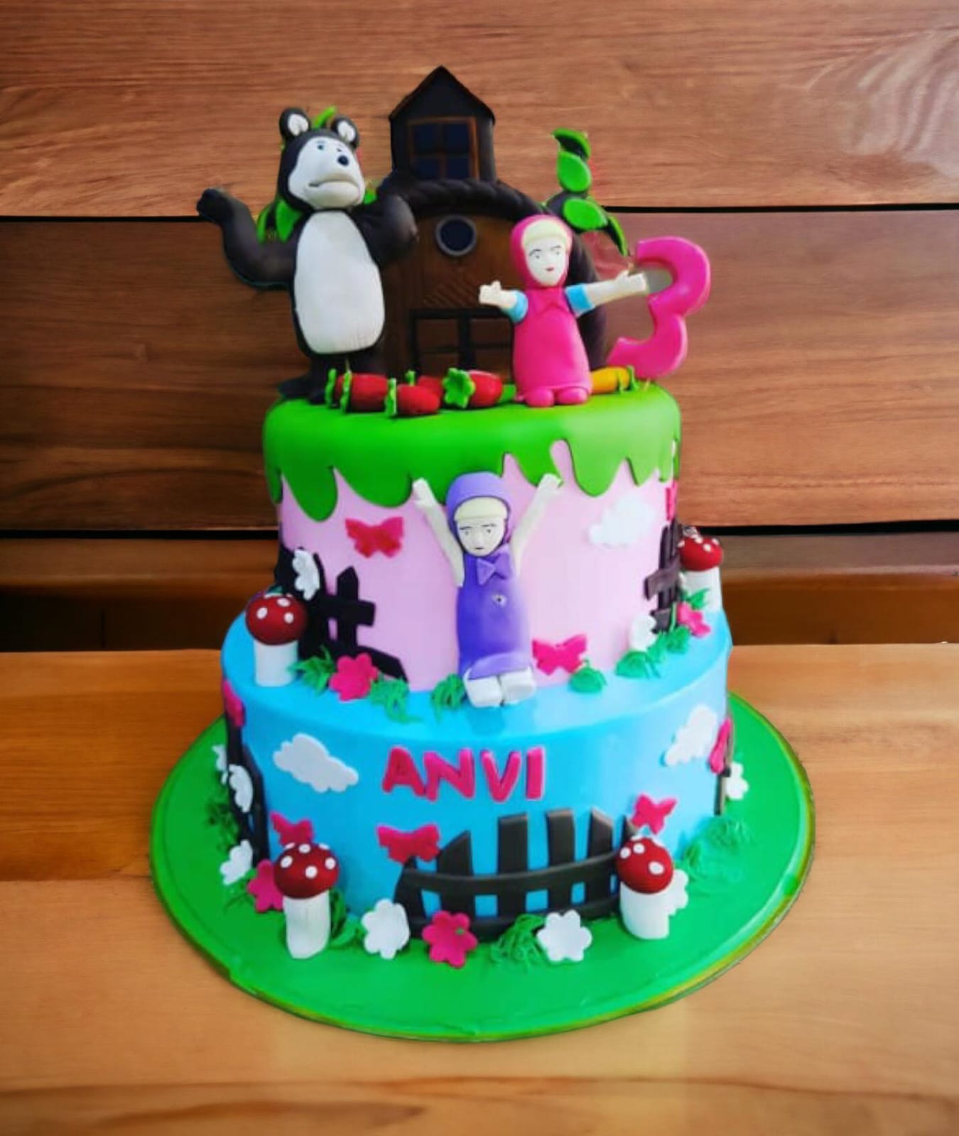 Masha And Bear Theme Birthday Cake